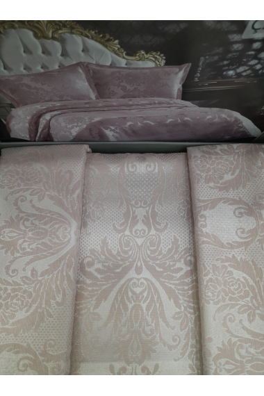 Beste Şönil Jakarlı Çift Kişilik Pike Takımı-pudra