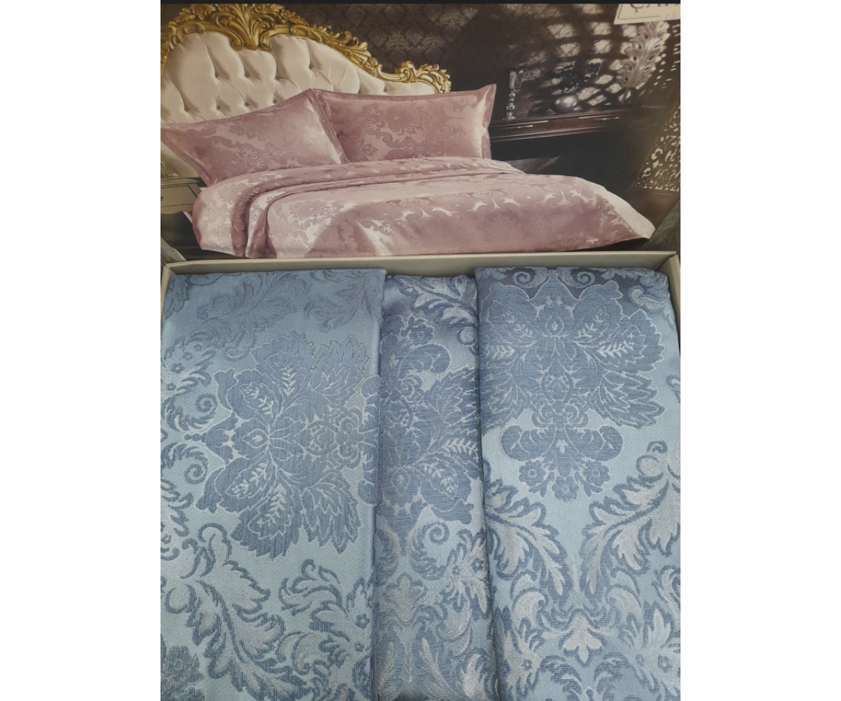 Beste Şönil Jakarlı Çift Kişilik Pike Takımı-indigo