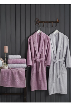 Ilay Bornoz Set >Gülkurusu & Gri Ilay Bornoz Set >Gülkurusu & Gri