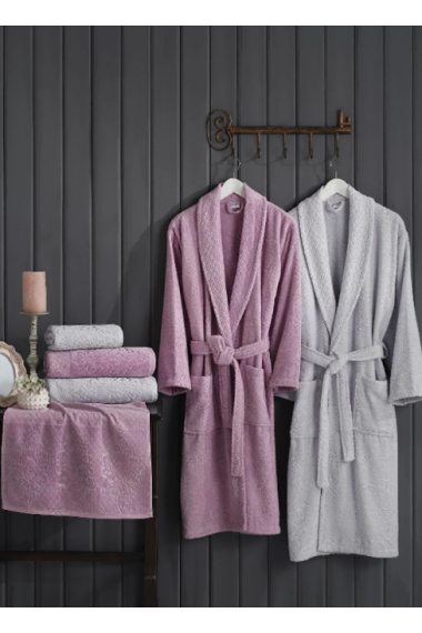 Ilay Bornoz Set >Gülkurusu & Gri