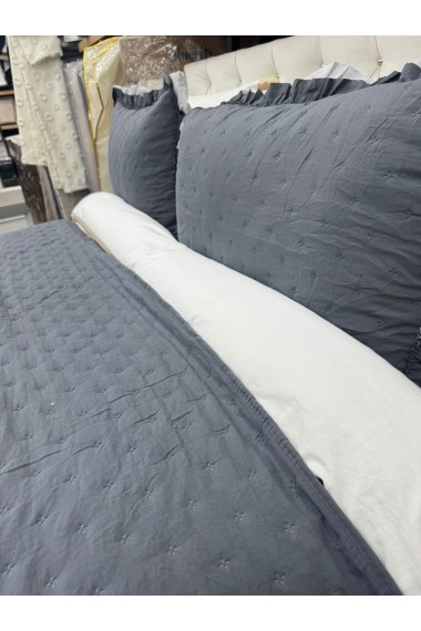 River Çapa Home Fırfırlı  Yatak Örtüsü Tek Kişilik - Antrasit