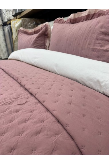 River Çapa Home Fırfırlı  Yatak Örtüsü Tek Kişilik - Gül Kurusu