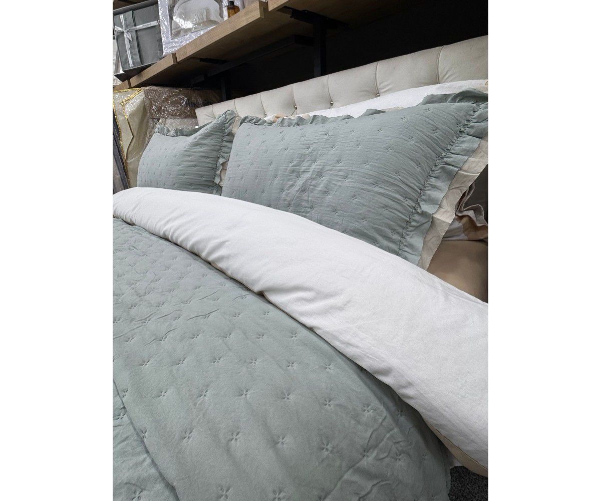 River Çapa Home Fırfırlı  Yatak Örtüsü Tek Kişilik- Mint Yeşili