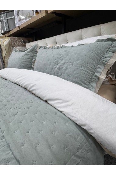 River Çapa Home Fırfırlı  Yatak Örtüsü - Mint Yeşili