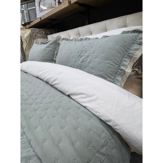 River Çapa Home Fırfırlı  Yatak Örtüsü - Mint Yeşili