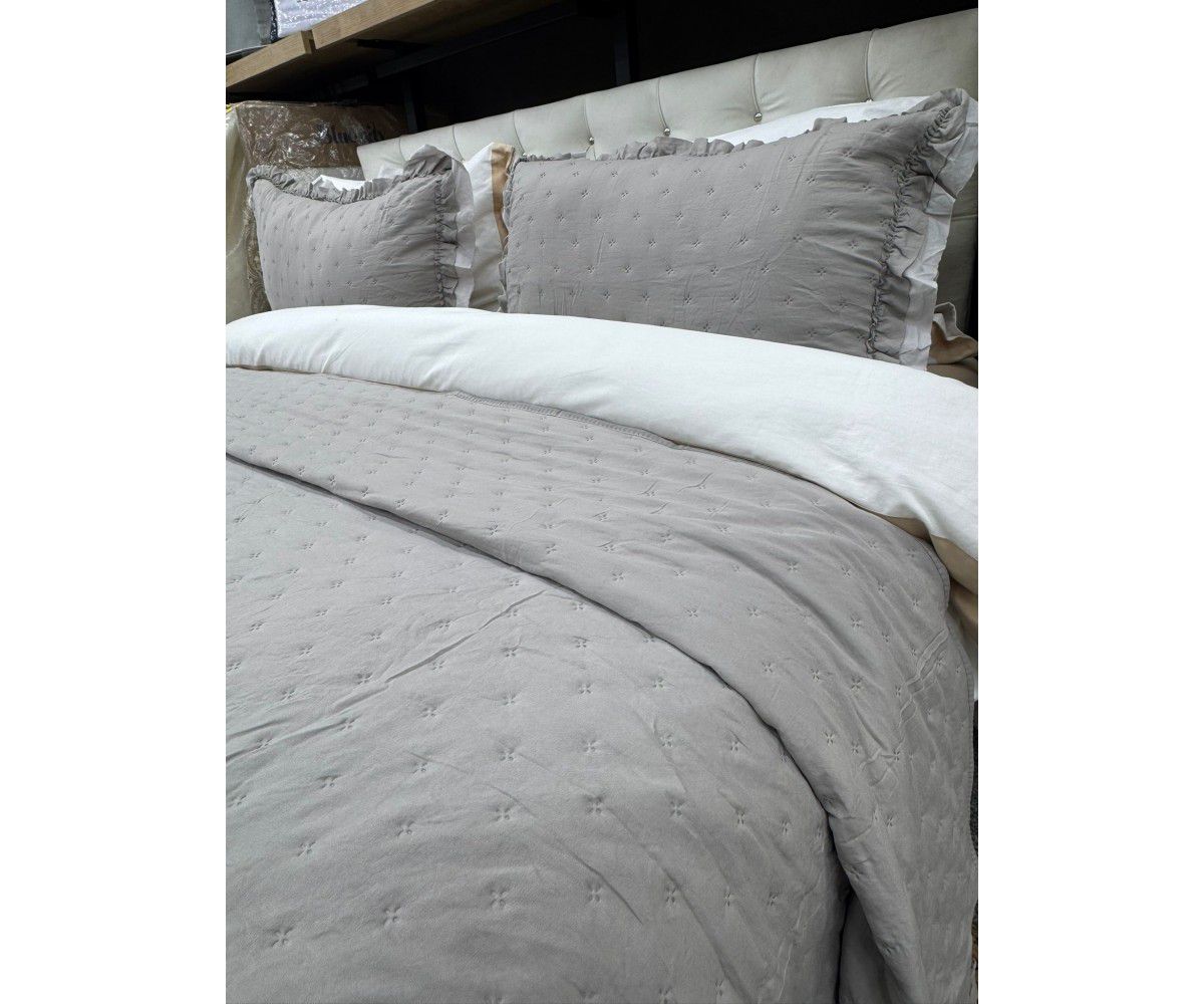 River Çapa Home Fırfırlı  Yatak Örtüsü  Tek Kişilik- Vizon