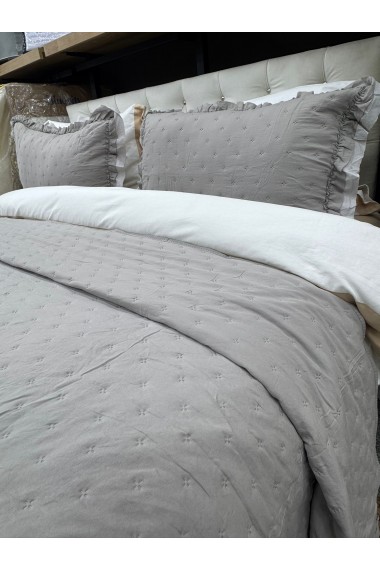 River Çapa Home Fırfırlı  Yatak Örtüsü  Tek Kişilik- Vizon