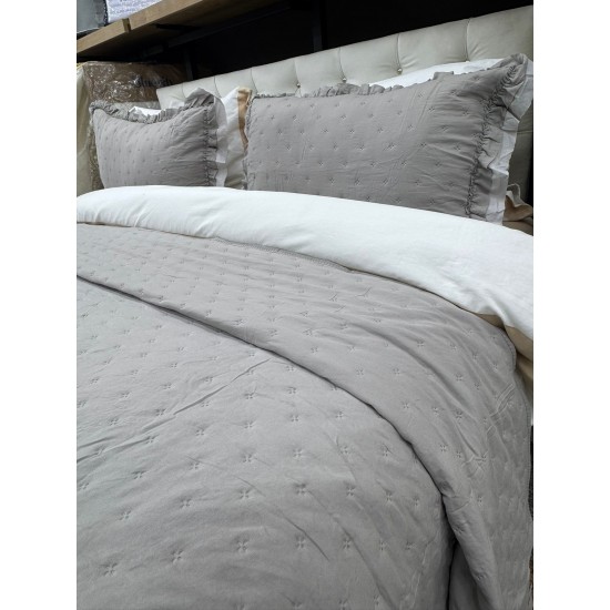 River Çapa Home Fırfırlı  Yatak Örtüsü  Tek Kişilik- Vizon