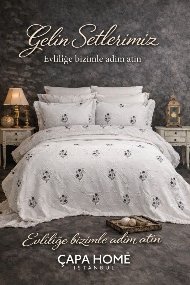 Çapa Home Gelin Seti – Çeyizlik Çift Kişilik Yatak Örtüsü Seti Daniela