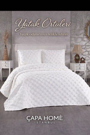 Hayal Krem Lüks Şönil Yatak Örtüsü