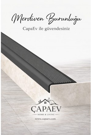 Siyah Renk Pvc Merdiven Burunluğu Oluklu Kaymayı Önleyici Pvc Merdiven Burunluğu