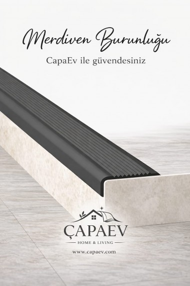 Siyah Renk Pvc Merdiven Burunluğu Oluklu Kaymayı Önleyici Pvc Merdiven Burunluğu