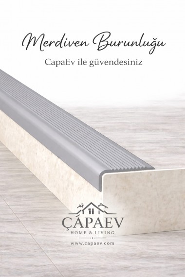 Gri Renk Pvc Merdiven Burunluğu Oluklu Kaymayı Önleyici Pvc Merdiven Burunluğu