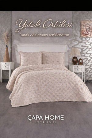 Hayal Bej Lüks Şönil Yatak Örtüsü