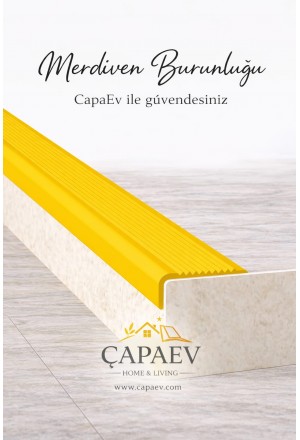 Sarı Renk Pvc Merdiven Burunluğu Oluklu Kaymayı Önleyici Pvc Merdiven Burunluğu