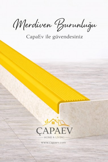 Sarı Renk Pvc Merdiven Burunluğu Oluklu Kaymayı Önleyici Pvc Merdiven Burunluğu