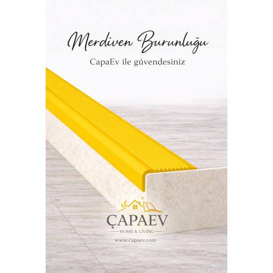 Sarı Renk Pvc Merdiven Burunluğu Oluklu Kaymayı Önleyici Pvc Merdiven Burunluğu
