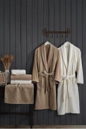 Ilay Bornoz Set Krem&capi