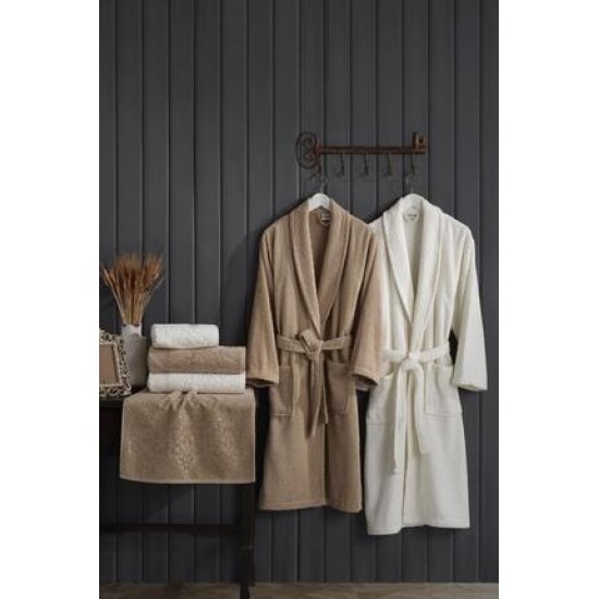 Ilay Bornoz Set Krem&capi