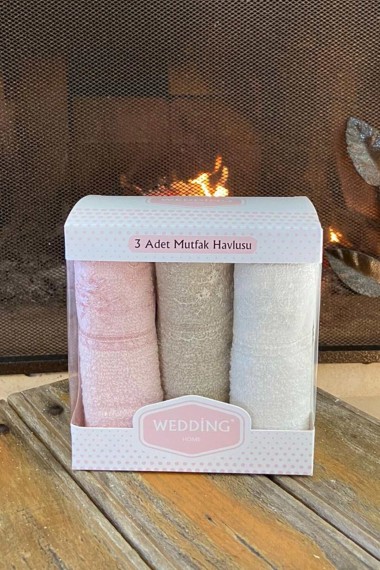 Wedding 30*40 3lü Havlu Dantelli Kpc